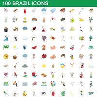 conjunto de 100 ícones do brasil, estilo cartoon vetor