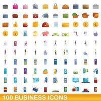 conjunto de 100 ícones de negócios, estilo cartoon vetor