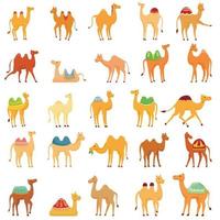 conjunto de ícones de camelo, estilo cartoon vetor