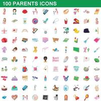 conjunto de ícones de 100 pais, estilo cartoon vetor