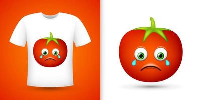 tomate na camisa branca. vetor