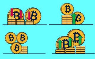 moeda bitcoin, moeda bitcoin com ilustração vetorial de gráfico de crescimento