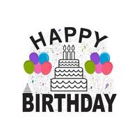 feliz aniversário design de ilustração vetorial de tipografia para cartões de saudação design de modelo de balão de cartaz para festa de aniversário.