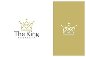 design de logotipo de coroa e casa para negócios imobiliários vetor