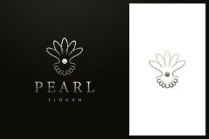 concha de pérola e coroa, design de logotipo de joias vetor