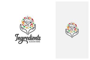 alimentos frescos orgânicos, design de logotipo de vetor de frutas vegetais