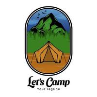ilustração de design de vetor de logotipo de montanha. vamos acampar