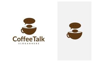 vetor de design de logotipo de conversa de café. xícara de café e ícone de bolha de fala de bate-papo