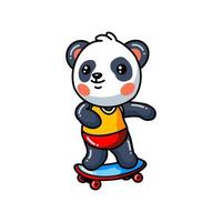 desenho de panda bonitinho jogar skate vetor