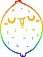 desenho de linha gradiente arco-íris desenho animado limão feliz vetor