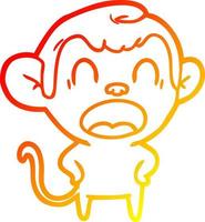 desenho de linha de gradiente quente gritando macaco de desenho animado vetor