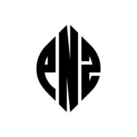 design de logotipo de carta de círculo pnz com forma de círculo e elipse. letras de elipse pnz com estilo tipográfico. as três iniciais formam um logotipo circular. pnz círculo emblema abstrato monograma carta marca vetor. vetor