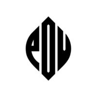 design de logotipo de carta de círculo pov com forma de círculo e elipse. letras de elipse pov com estilo tipográfico. as três iniciais formam um logotipo circular. pov círculo emblema abstrato monograma carta marca vetor. vetor