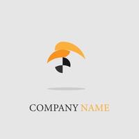 design de ícone de logotipo simples e elegante forma de papel dobrável cor preta laranja, vetor de luxo em forma de pássaro na moda eps 10