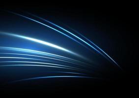 efeito de luz neon de velocidade azul abstrato na ilustração vetorial de fundo preto vetor