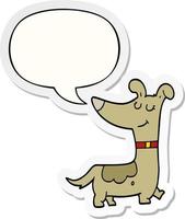 cão de desenho animado e adesivo de bolha de fala vetor