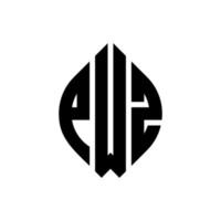 design de logotipo de letra de círculo pwz com forma de círculo e elipse. letras de elipse pwz com estilo tipográfico. as três iniciais formam um logotipo circular. pwz círculo emblema abstrato monograma carta marca vetor. vetor