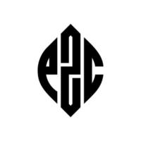 design de logotipo de carta de círculo pzc com forma de círculo e elipse. letras de elipse pzc com estilo tipográfico. as três iniciais formam um logotipo circular. pzc círculo emblema abstrato monograma carta marca vetor. vetor