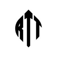 design de logotipo de carta de círculo rtt com forma de círculo e elipse. letras de elipse rtt com estilo tipográfico. as três iniciais formam um logotipo circular. rtt círculo emblema abstrato monograma carta marca vetor. vetor