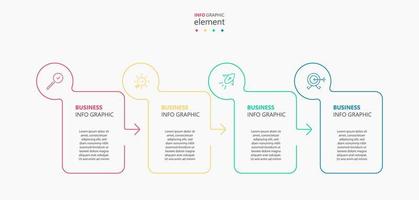 modelo de negócios de design infográfico vetorial com ícones e 4 opções ou etapas. vetor