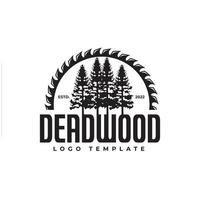 logotipo de design de árvore de emblema de serraria para carpinteiros, carpinteiros, lenhadores, serviços de serraria. vetor