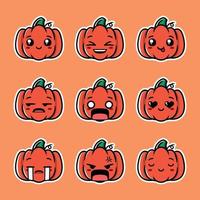 coleção de emoji de abóbora edição de outono vetor