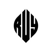 design de logotipo de carta de círculo rvy com forma de círculo e elipse. letras de elipse rvy com estilo tipográfico. as três iniciais formam um logotipo circular. rvy círculo emblema abstrato monograma carta marca vetor. vetor