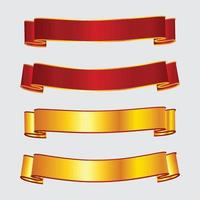 elegante design de banner de fita vermelha e dourada vetor