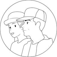 avatares de um jovem em um boné e uma mulher em um estilo plano de ilustração vetorial de chapéu vetor