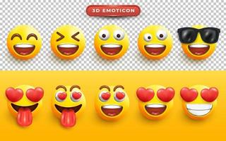 conjunto de rosto emoji 3d vetor