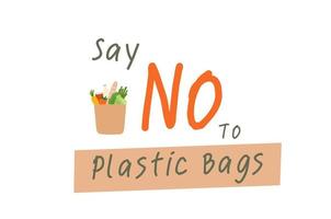 diga não ao conceito de sacos de plástico vetor