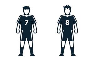 jogador de futebol, pessoas e ícones de roupas com fundo branco vetor