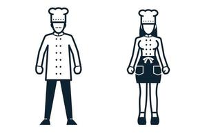 ícones de chef, uniforme e pessoas vetor