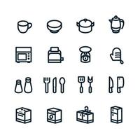 icones de cozinha com fundo branco vetor