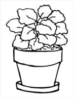 planta de casa desenhada de mão bonita em um clipart de pote. ilustração de plantas. doodle em casa aconchegante vetor