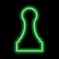 peão de figura de xadrez de contorno verde neon em um fundo preto vetor