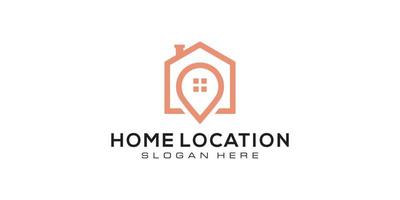 localização de casa com logotipo de marcador de casa e mapa vetor