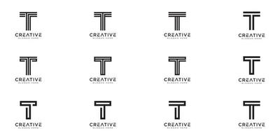 conjunto de iniciais letra t logotipo abstrato vetor