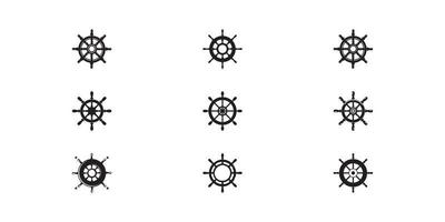 conjunto de design de modelo de logotipo de roda de navio vetor
