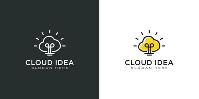 design de vetor de logotipo de lâmpada de ideia de nuvem