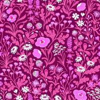 fundo sem costura vector rosa com uma variedade de flores silvestres