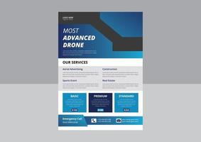 modelo de folheto de drone, folheto de serviços de drone mais avançado, folheto de aluguel de drone. folheto de serviço de drone pro cam. vetor