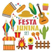 conjunto de design plano festa junina vetor