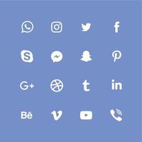ícones de conjunto completo de mídia social simples