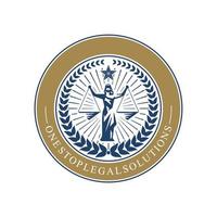 logotipo do escritório de advocacia com femida. logotipo ou distintivo de escritório de advocacia vetorial vetor