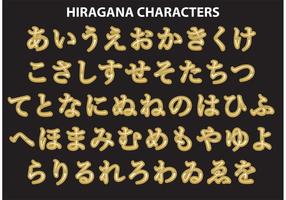 Vetores de caracteres de caligrafia dourada hiragana