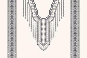 étnica forma geométrica decote bordado padrão design creme cinza dois tons de fundo de cor. moda tribal para camisas. vetor