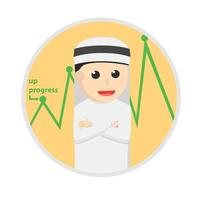 empresário árabe em círculo para cima personagem de design de progresso em fundo branco vetor