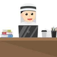 empresário árabe trabalho no personagem de design de escritório em fundo branco vetor