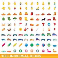 conjunto de 100 ícones universais, estilo cartoon vetor